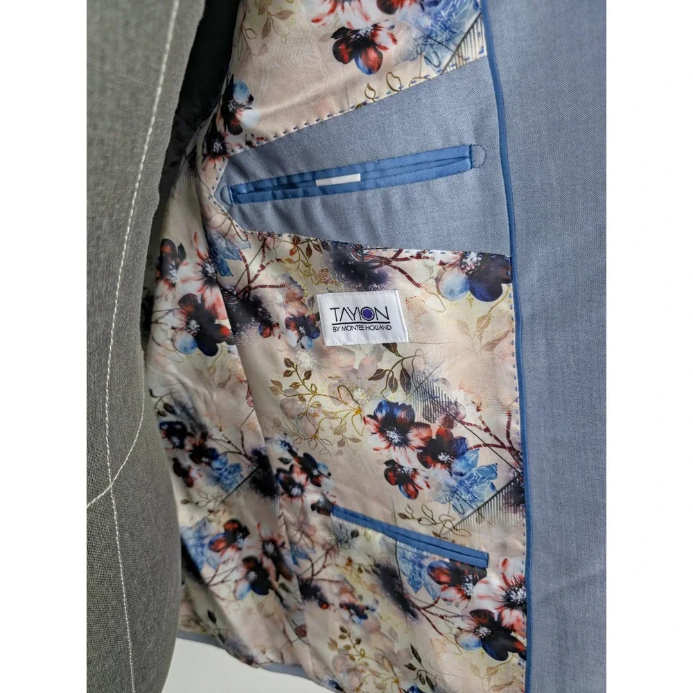 Tayion Montee Holland Sport Coat‎ Mens 40 Short Light Blue Acontour Suit Jacket